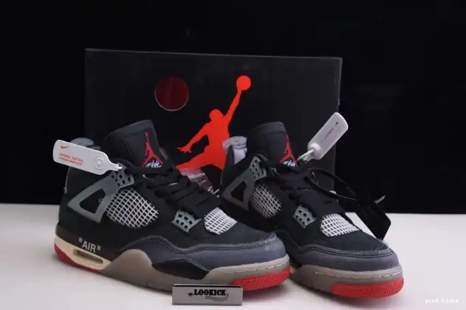 Cheap Off White x Air Jordan 4 Bred Retro CV9388-001 0507